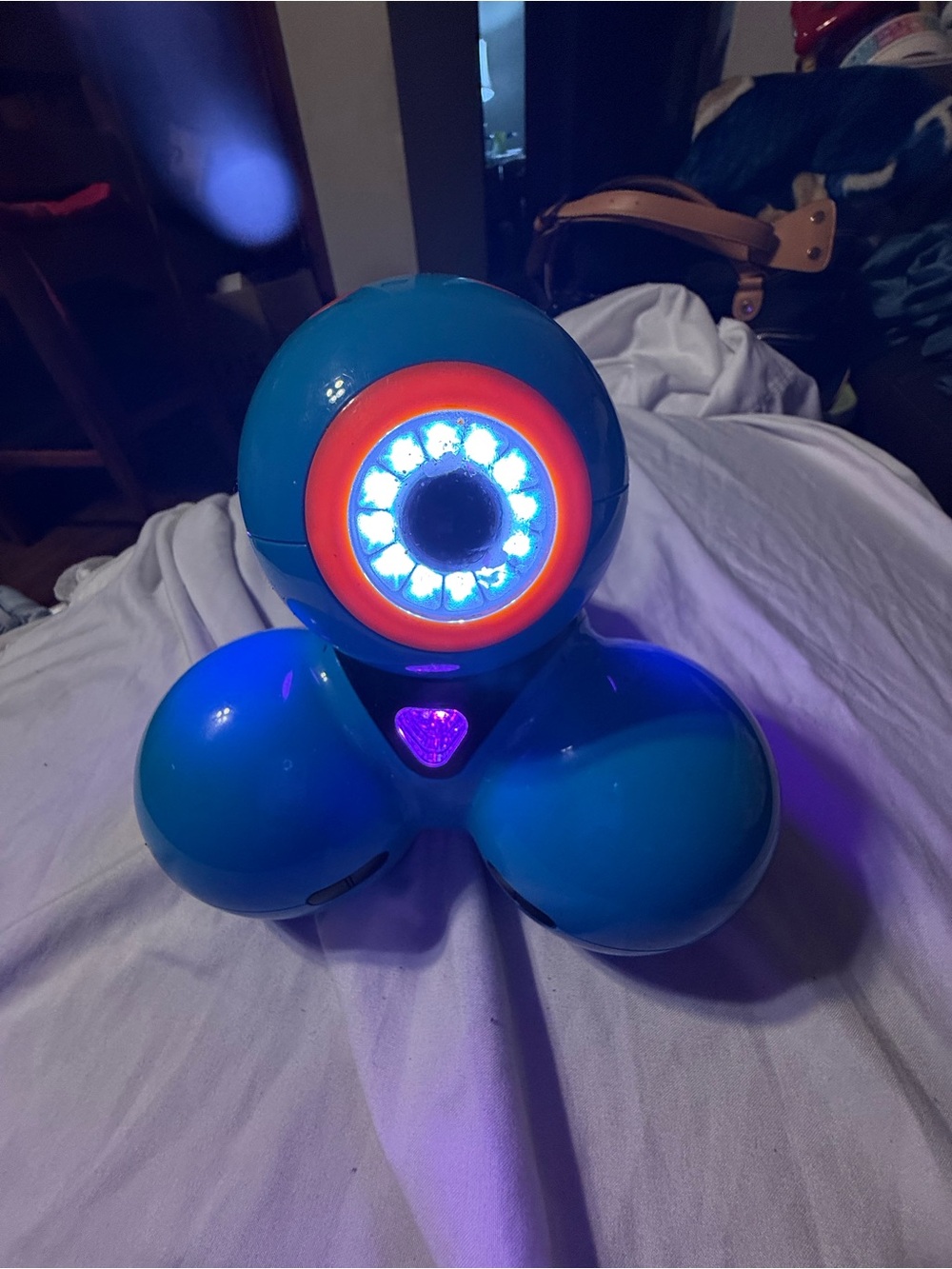 Blue Interactive Robot Toy with Light-Up Eye